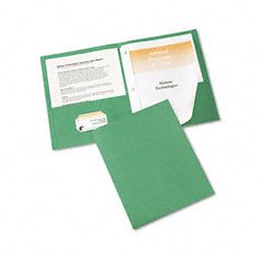 Avery Paper Two-Pocket Report Cover, Tang Clip, Letter, 1/2" Capacity, Green, 25/Box AVE47977