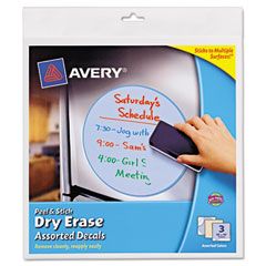 Avery Peel & Stick Dry Erase Decals, Assorted Shapes/Colors, 10 x 10 Sheets, 3/Pack AVE24314