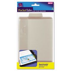 Avery PocketTab Repositionable Storage Pockets, 5 x 7 1/2, Taupe, 5/Pack AVE16364