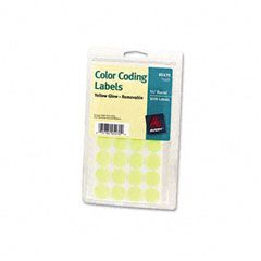 Avery Print or Write Removable Color-Coding Labels, 3/4in dia, Neon Yellow, 1008/Pack AVE05470