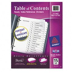 Avery Ready Index Classic Tab Titles, 15-Tab, 1-15, Letter, Black/White, 15/Set AVE11142