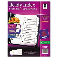 Avery Ready Index Classic Tab Titles, 8-Tab, 1-8, Letter, Black/White, 1 Set AVE11132
