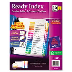 Avery Ready Index Contemporary Contents Divider, 1-15, Multicolor, Letter, 6 Sets AVE11197