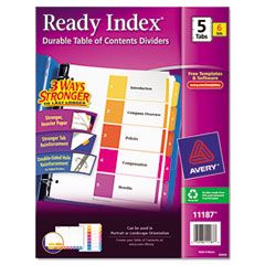 Avery Ready Index Contemporary Contents Divider, 1-5, Multicolor, Letter, 6 Sets AVE11187