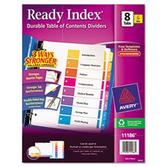 Avery Ready Index Contemporary Contents Divider, 1-8, Multicolor, Letter, 6 Sets AVE11186