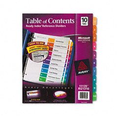 Avery Ready Index Contemporary Table of Contents Divider, 1-10, Multi, Letter AVE11135