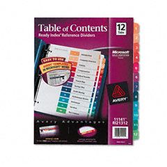 Avery Ready Index Contemporary Table of Contents Divider, 1-12, Multi, Letter AVE11141
