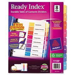 Avery Ready Index Contemporary Table of Contents Divider, 1-8, Multi, Letter AVE11133