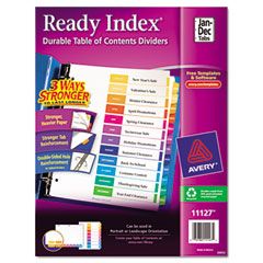 Avery Ready Index Contemporary Table of Contents Divider, Jan-Dec, Multi, Letter AVE11127