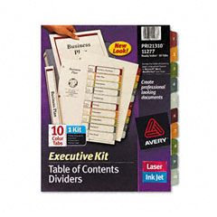 Avery Ready Index Contents Dividers, 10-Tab, 1-10, Letter, Multicolor, 10/Set AVE11277