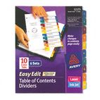 Avery Ready Index Easy Edit Contents Dividers, Title 1-10, Letter, Multicolor, 6 Sets AVE12173