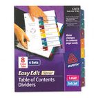 Avery Ready Index Easy Edit Contents Dividers, Title 1-8, Letter, Multicolor, 6 Sets AVE12172