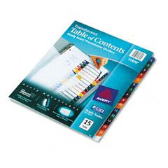 Avery Ready Index Table/Contents Dividers, 15-Tab, Letter, Assorted, 15/Set AVE11820