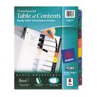 Avery Ready Index Table/Contents Dividers, 8-Tab, Letter, Assorted, 8/Set AVE11817