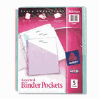 Avery Ring Binder Polypropylene Pockets, 8-1/2 x 11, Assorted Colors, 5 Pockets/Pack AVE75254