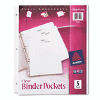 Avery Ring Binder Polypropylene Pockets, 8-1/2 x 11, Clear, 5 Pockets/Pack AVE75243