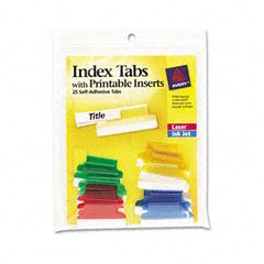 Avery Self-Adhesive Tabs with White Printable Inserts, 1 Inch, Assorted Tab, 25/Pack AVE16219