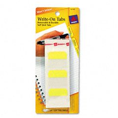 Avery® Self-Adhesive Write-On Index Tabs, 1 1/4 Inch, Ye