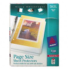 Avery Top-Load Poly 3-Hole Punched Sheet Protectors, Ltr, Diamond Clear, 50/Box AVE74203