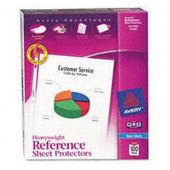 Avery Top-Load Poly Sheet Protectors, Heavy Gauge, Letter, Nonglare, 100/Box AVE74102
