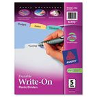 Avery Translucent Multicolor Write-On Dividers, 5-Tab, Letter, 1 Set AVE16170