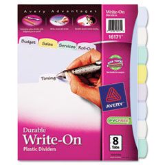 Avery Translucent Multicolor Write-On Dividers, 8-Tab, Letter, 1 Set AVE16171
