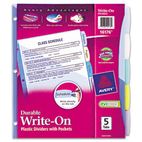Avery Translucent Multicolor Write-On Dividers with Pocket, 5-Tab, Letter, 1 Set AVE16176