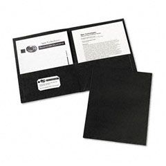 Avery Two-Pocket Embossed Paper Portfolio, 30-Sheet Capacity, Black, 25/Box AVE47988