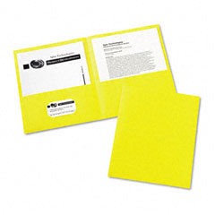Avery Two-Pocket Embossed Paper Portfolio, 30-Sheet Capacity, Yellow, 25/Box AVE47992