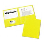 Avery Two-Pocket Embossed Paper Portfolio, 30-Sheet Capacity, Yellow, 25/Box AVE47992