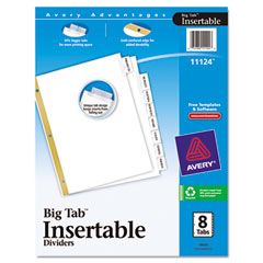 Avery WorkSaver Big Tab Dividers, Clear Tabs, 8-Tab, Letter, White AVE11124