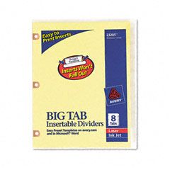 Avery WorkSaver Big Tab Dividers w/Copper Holes, Clear 8-Tab, Letter, Buff AVE23285