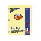 Avery WorkSaver Big Tab Dividers w/CPR Holes, Clear Tabs, 5-Tab, Letter, Buff AVE23281