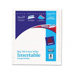 Avery WorkSaver Big Tab Extrawide Dividers, Clear Tabs, 8-Tab, 9 x 11, White AVE11223