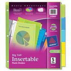Avery WorkSaver Big Tab Plastic Dividers, 5-Tab, Letter, Multicolor AVE11900