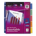 Avery WorkSaver Big Tab Plastic Dividers, Slash Pocket, 5-Tab, Letter, Assorted AVE11902