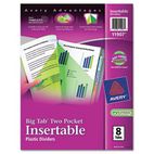 Avery WorkSaver Big Tab Plastic Dividers, Two Slash Pockets, 8-Tab, Assorted AVE11907
