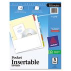 Avery WorkSaver Pocket Dividers w/Five Insertable Multicolor Tabs, 5/Set AVE11270