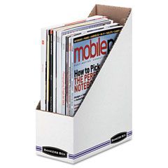 Bankers Box Corrugated Cardboard Magazine File, 4 x 11 x 12 3/4, Wood Grain, 12/Carton FEL07224