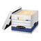 Bankers Box Quick/Stor Storage Box, Letter/Legal, Locking Lid, White/Blue, 12/Carton FEL00789