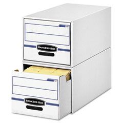 Bankers Box Stor/Drawer File Drawer Storage Box, Letter, White/Blue, 6/Carton FEL00721