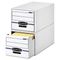 Bankers Box Stor/Drawer File Drawer Storage Box, Letter, White/Blue, 6/Carton FEL00721