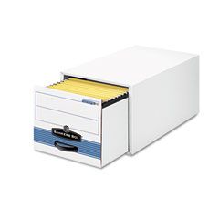 Bankers Box Stor/Drawer Steel Plus Storage Box, Letter, White/Blue, 6/Carton FEL00311