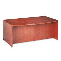 basyx BW Veneer Series Bow Front Desk Shell, 72w x 42w x 29h, Bourbon Cherry BSXBW2111HH