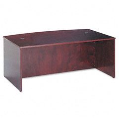 basyx BW Veneer Series Bow Front Desk Shell, 72w x 42w x 29h, Mahogany BSXBW2111NN
