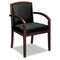 basyx Leather/Wood Guest Chair, Black Leather Upholstery with Mahogany Veneer Frame BSXVL853NSP11