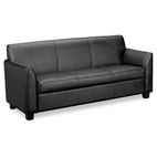basyx Tailored Leather Reception Three-Cushion Sofa, 73w x 28-3/4d x 32h, Black BSXVL873ST11