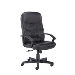 basyx VL641 Leather High-Back Swivel/Tilt Chair, Metal, 25-3/4w x 28-1/2d x 47h, Black BSXVL641ST11