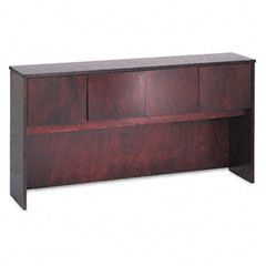 basyx Wood Veneer Hutch With Wood Doors, 72w x 14-5/8d x 37-1/8h, Mahogany BSXBW2180NN