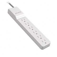 Belkin Surge Protector, 6 Outlets, 360 Degree Rotating Plug, 8ft Cord, White BLKBE10600008R